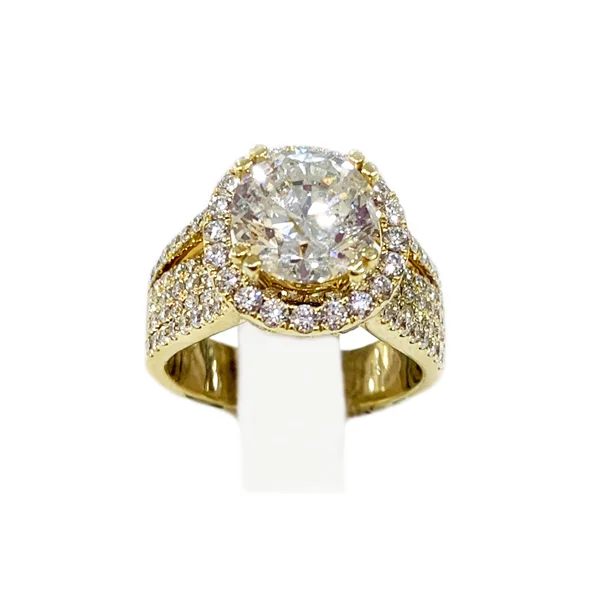 women’s engagement rings with side stones-14k Yellow Gold Diamond Ring