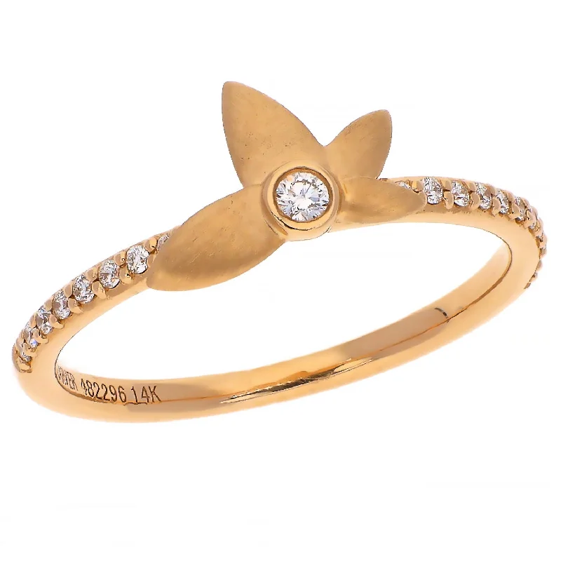 women’s affordable engagement ring sets-Noam Carver Fine Jewelry 14K Yellow Gold Diamond Ring with Floral Accent