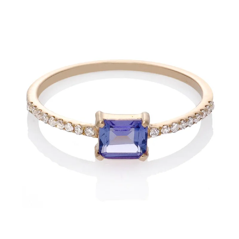 women’s bridal engagement rings-ADORN DIAMOND RING, TANZANITE, GOLD