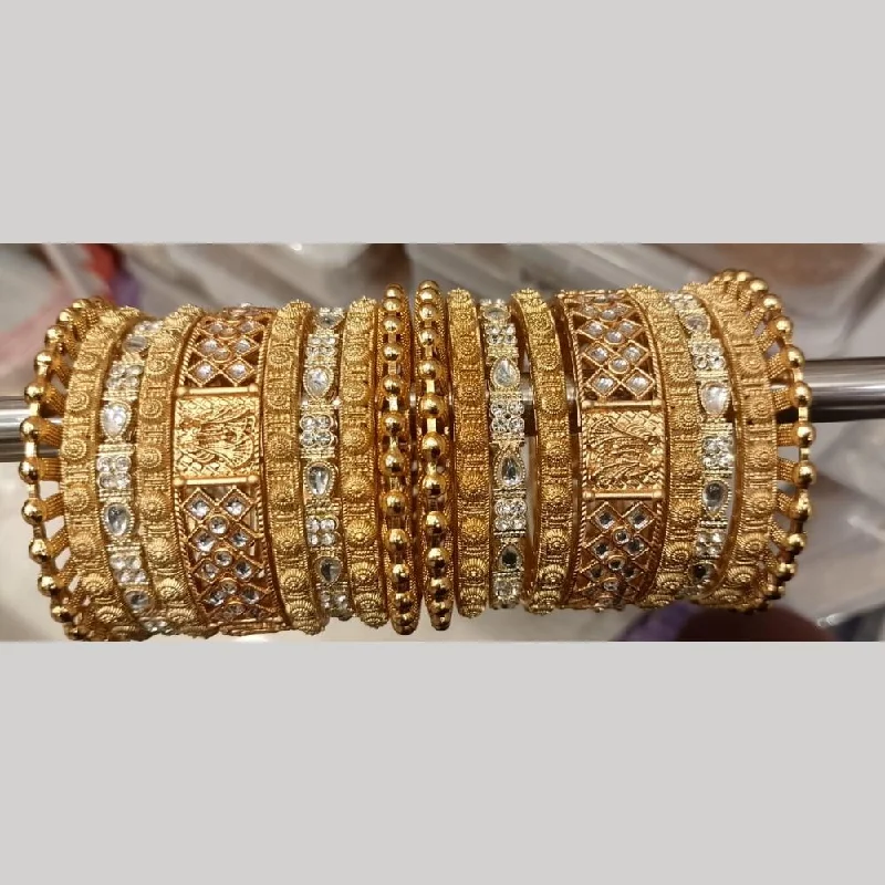 women’s spiral bracelets-Pooja Bangles Kundan Stone Bangles