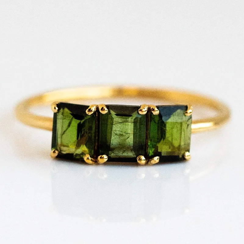 women’s large statement rings-Deco Emerald Cut Ring