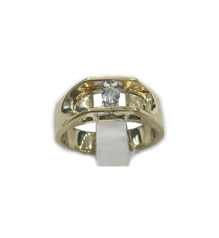 women’s radiant engagement rings-14k Yellow Gold Mens Diamond Ring