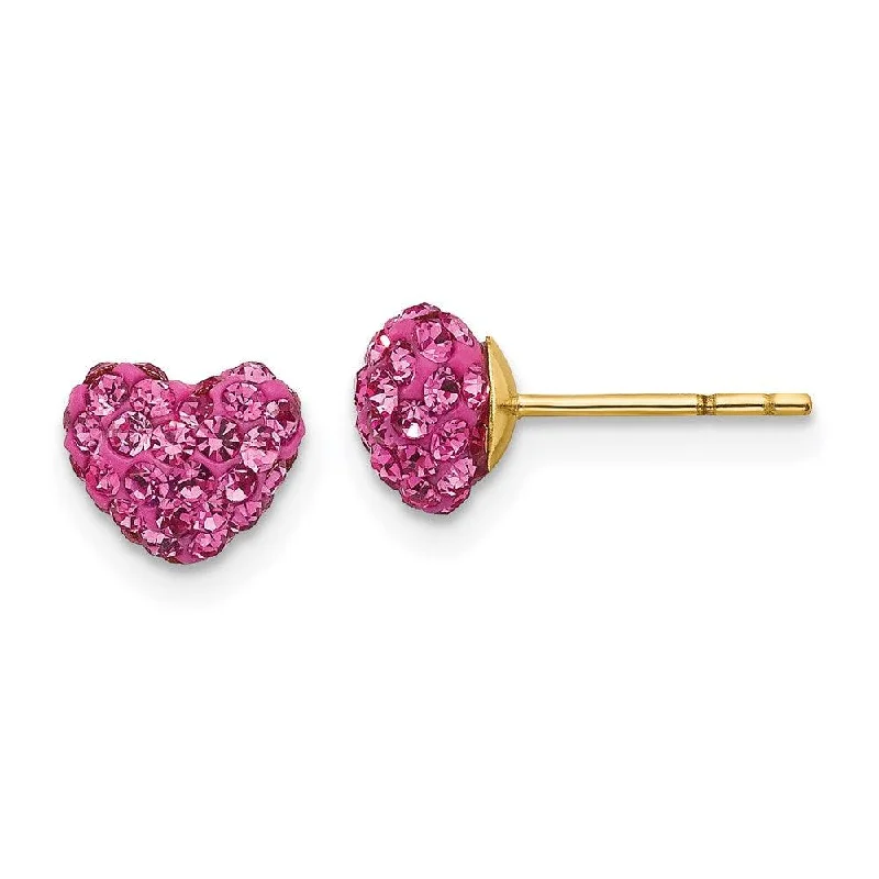 women’s fashion stud earrings-Madi K Kid's 14k  Pink Crystal Heart Post Earrings