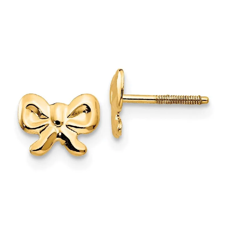 women’s modern earrings-Madi K Kid's 14k  Bows Screwback Earrings