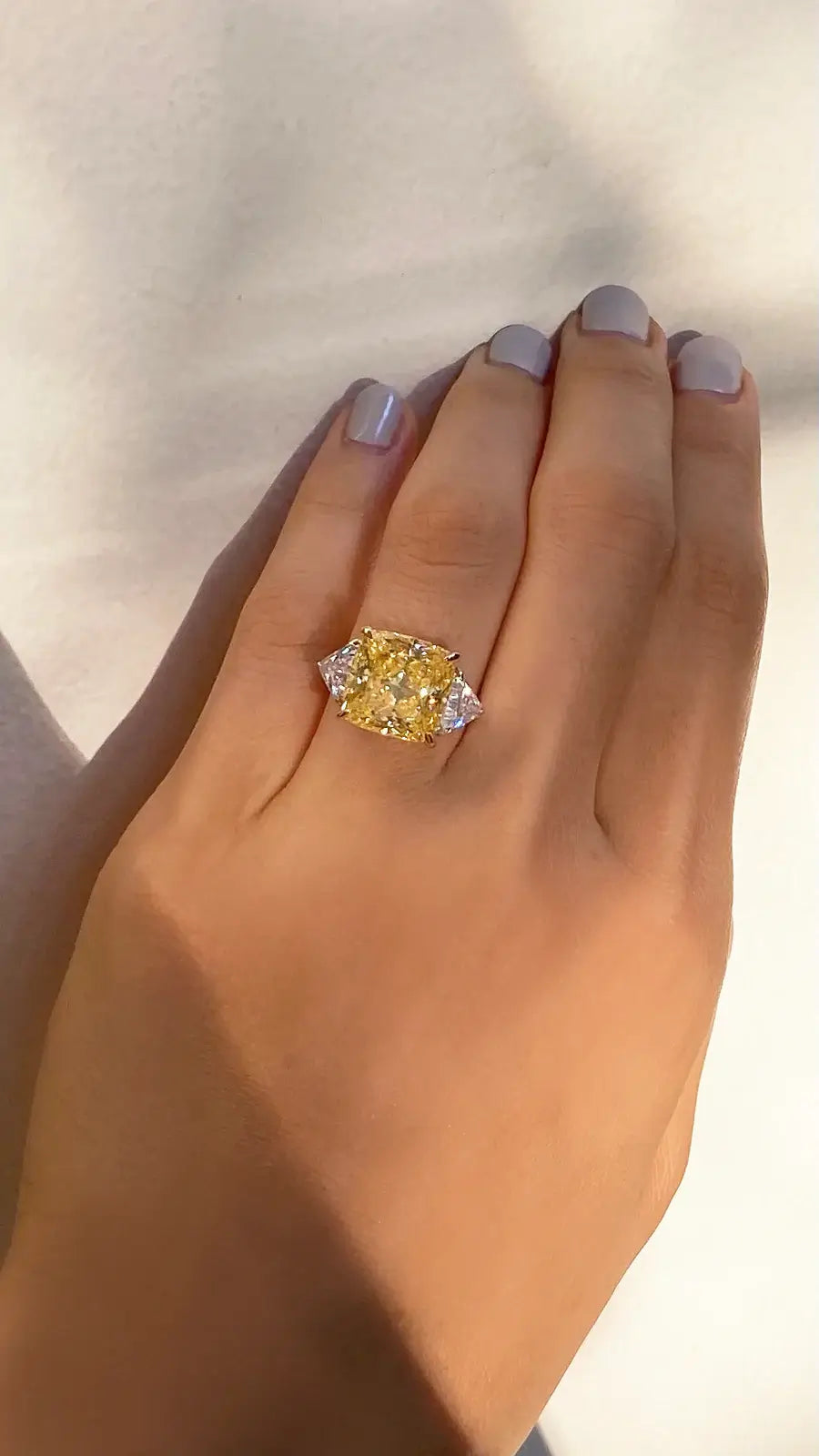 women’s eternity bands-Canary Cushion Cut Yellow Zircon Ring