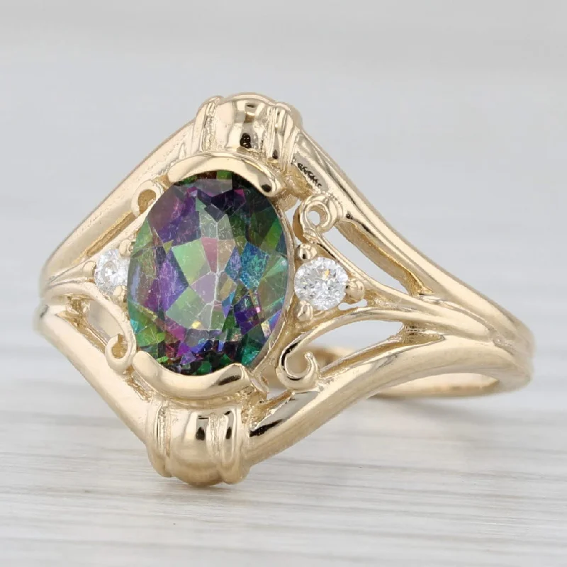 women’s custom-designed engagement rings-1.65ctw Mystic Topaz Diamond Ring 14k Yellow Gold Size 5