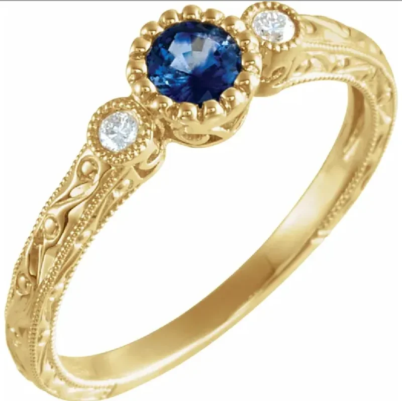 women’s promise rings-Rose Gold Sapphire Diamond Retro Antique Ring