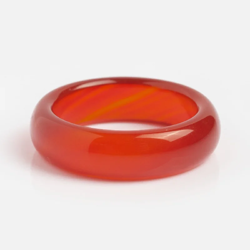 women’s chunky rings-Persimmon Dark Orange Agate Stone Ring