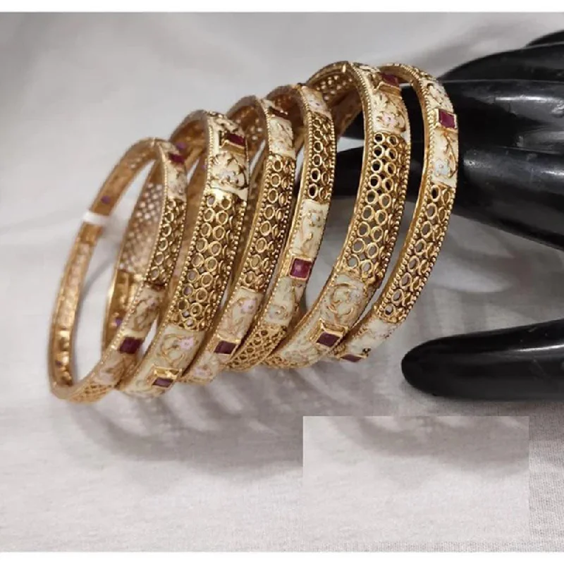 women’s luxurious gold bracelets-Akruti Collection Gold Plated Bangle Set